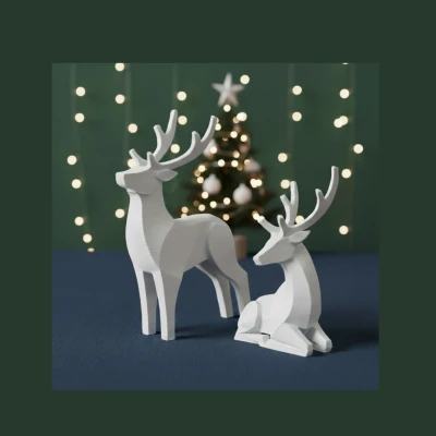 Cặp Tuần Lộc Giáng Sinh (Christmas reindeers) In 3D