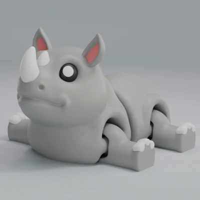 Rhino - Mô hình khớp nối làm móc khóa (Articulated Keychain Figure)