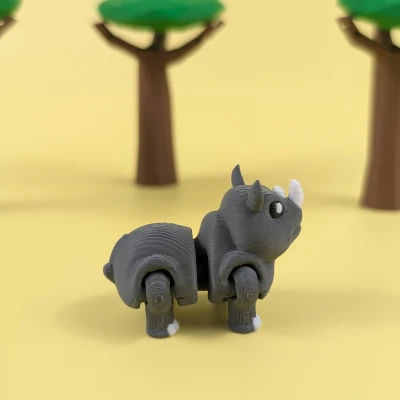 Rhino - Mô hình khớp nối làm móc khóa (Articulated Keychain Figure)