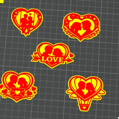 Bộ Móc Khóa Trái Tim Cặp Đôi Đa Màu (MultiColor Couple Hearts Keychain Set)