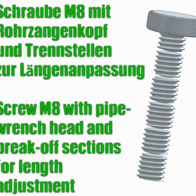 Vít M8 đầu pipe-wrench, có đoạn bẻ rời để chỉnh chiều dài