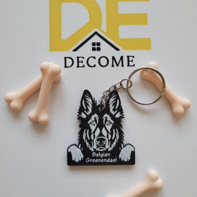 Móc khóa chó Belgian Groenendael