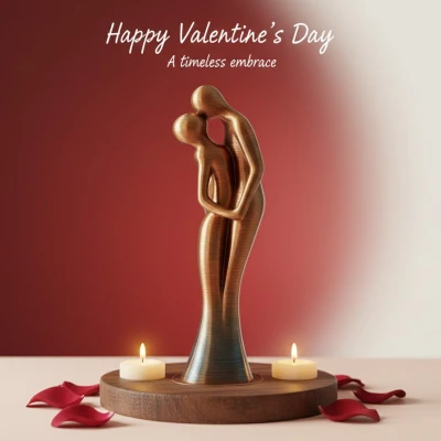 Timeless Embrace - Tượng Cặp Đôi Abstract Ôm Hôn Tối Giản