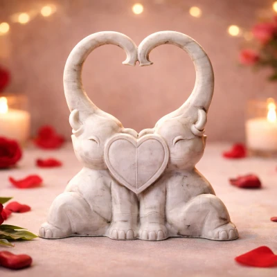 Hai Chú Voi Tạo Hình Trái Tim – Decor Valentine