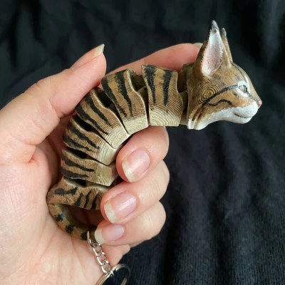 Móc Khóa Mèo Khớp Nối | Kitty Fidget Dẻo | Print-in-Place Cat Charm