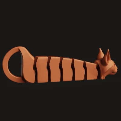 Móc Khóa Mèo Khớp Nối | Kitty Fidget Dẻo | Print-in-Place Cat Charm