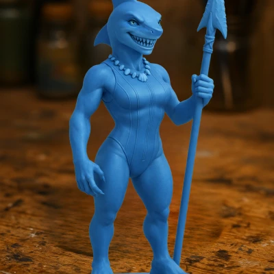 Mô hình tượng Blue Shark Warrior Figurine