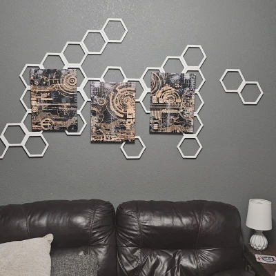 Trellis & Wall Art Lục Giác Modular (Phóng To) kèm Wall Mounts giấu vít