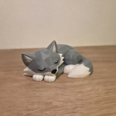 Sói Low Poly Dễ Thương Đang Ngủ