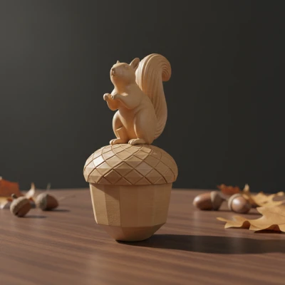 Sóc ngồi trên quả sồi – Figure decor dễ thương