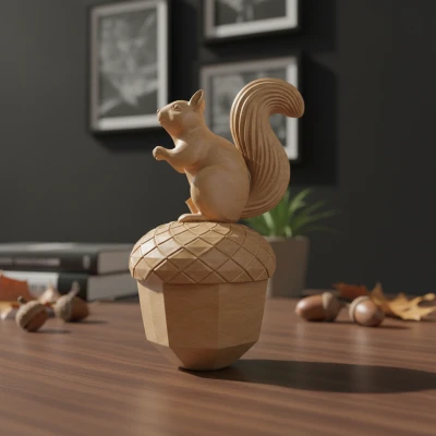 Sóc ngồi trên quả sồi – Figure decor dễ thương