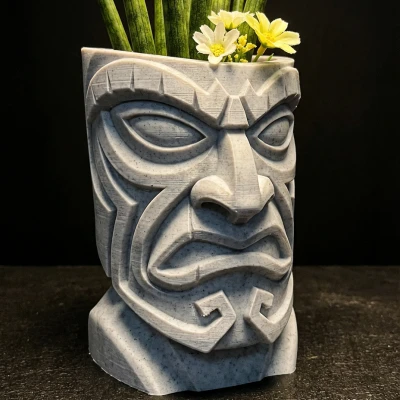 Chậu Cây Tiki Polynesia | Chậu Hoa Totem Tộc | Trang Trí Vườn Độc Lạ In 3D