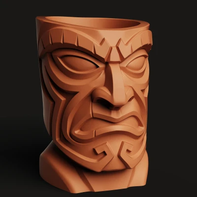 Chậu Cây Tiki Polynesia | Chậu Hoa Totem Tộc | Trang Trí Vườn Độc Lạ In 3D