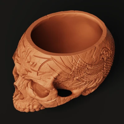 Chân Cắm Bút Đầu Lâu Cổ Điển | Hộp Đựng Đồ Văn Phòng Phong Cách Gothic | In 3D Đầu Lâu Giải Phẫu