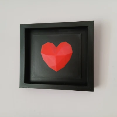 Trái Tim Hình Học Valentine 3D Treo Tường Có Khung