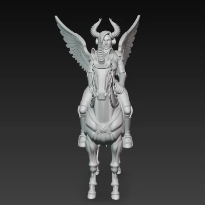 Kỵ Sĩ Valkyrie Thiên Giới Cưỡi Kỳ Lân – Figure Trưng Bày Fantasy