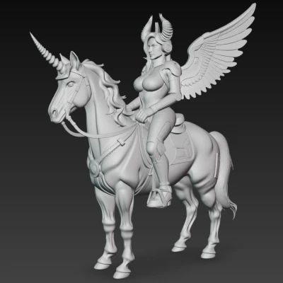 Kỵ Sĩ Valkyrie Thiên Giới Cưỡi Kỳ Lân – Figure Trưng Bày Fantasy